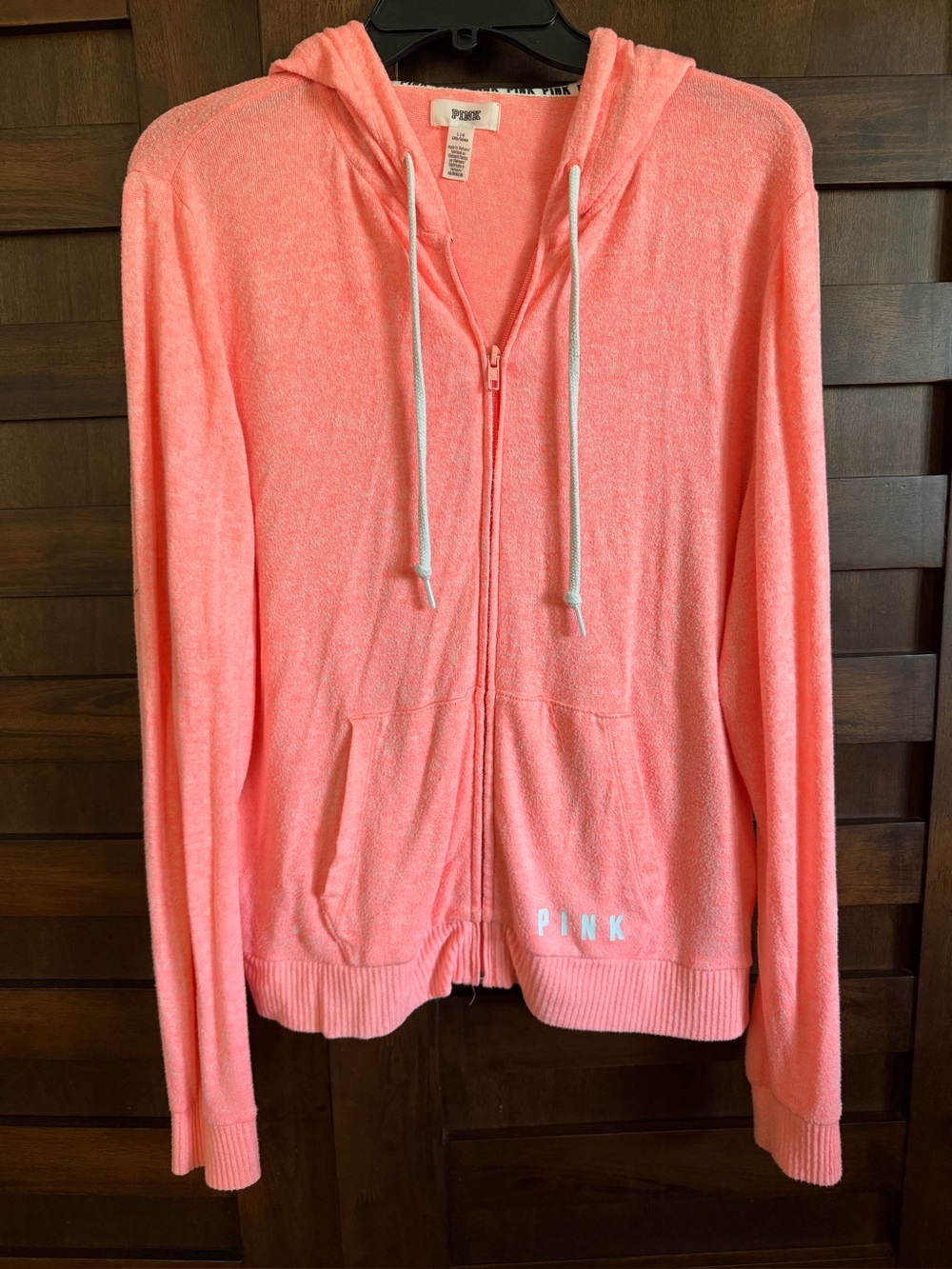 PINK Victoria’s Secret Neon Orange Full Zip Hoodie Women’s L